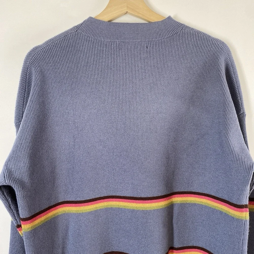 Lillusory Women's Blue Striped Long Sleeve Knit Sweater Size S NWT Crew Neck